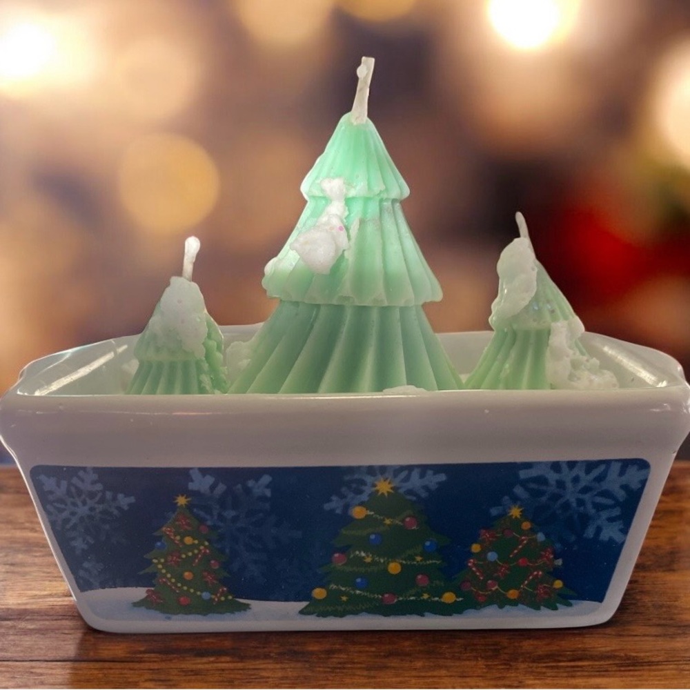 Handcrafted Festive Green Christmas Tree Candle